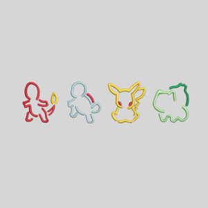 Pokemons Silhouette Border Embroidery Design